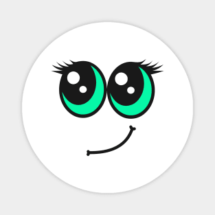 Cute Green Eyed Smiling Face Magnet